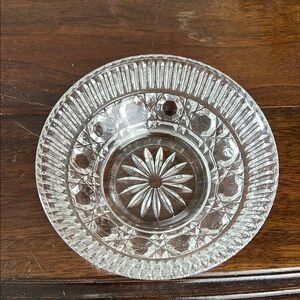 Vintage Etched Crystal Bowl Trinket Dish Catch All Vanity Bathroom Dish